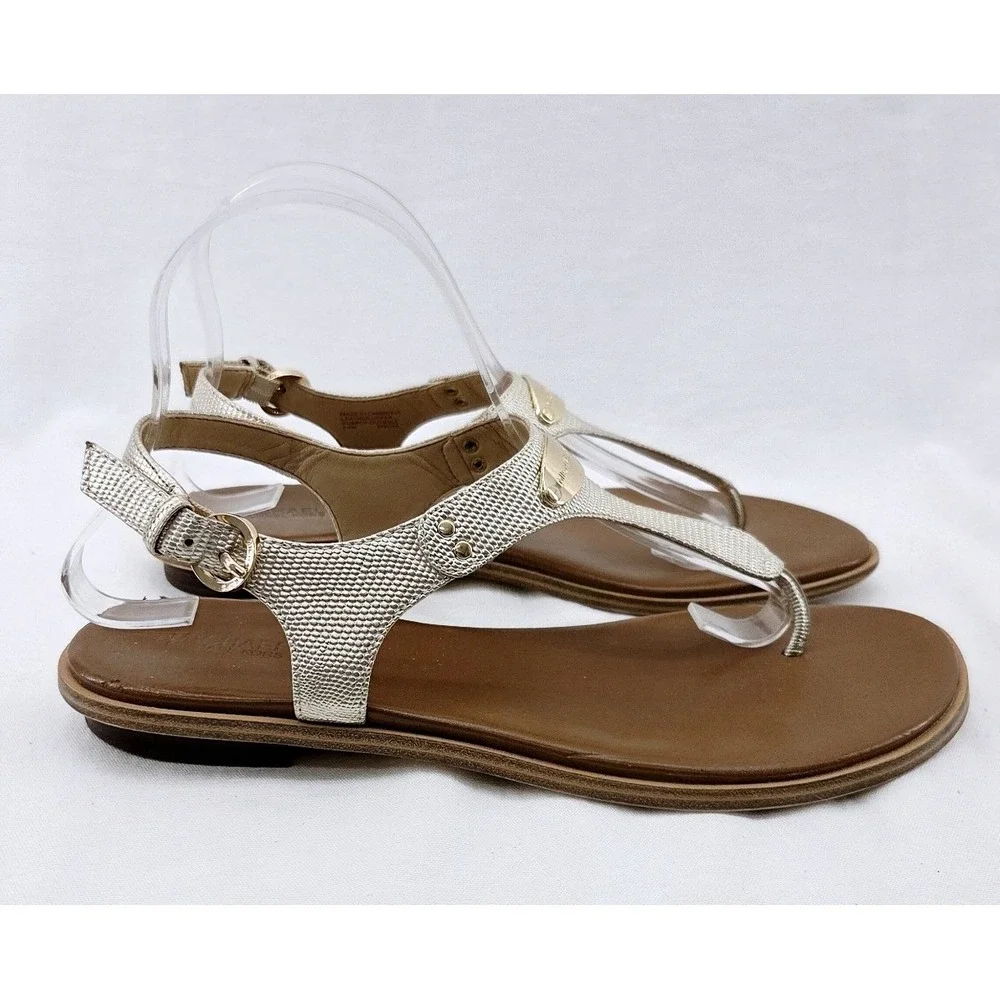 MICHAEL KORS Gold Women's T-Strap Sandals -‎ Size 9.5
